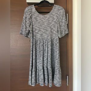 Daily Practice - black & white striped tunic swing dress